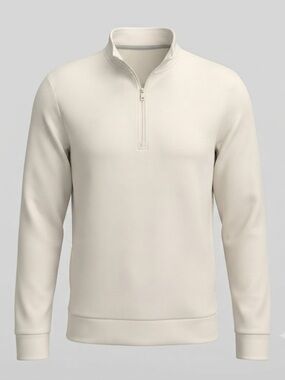 Member’s Mark Men’s Sandwash Quarter Zip Pullover Cream Small NWT